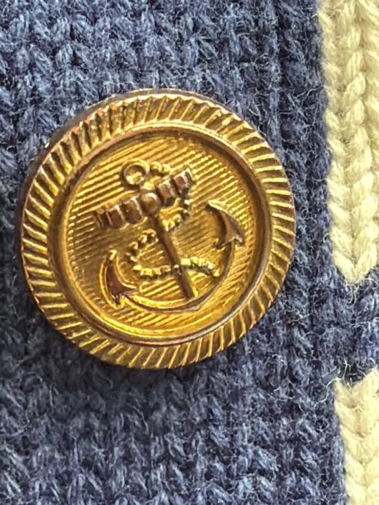 Betsey Johnson 2011 Sailor Girl Intarsia Nautical Cardigan Sweater Sz M w/FLAW - Picture 7 of 12